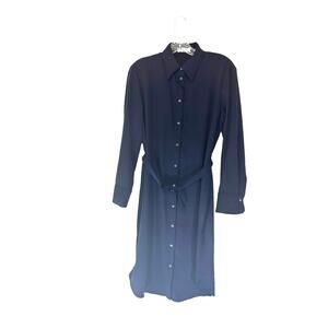 Artizia Babaton Navy Long Sleeve Belted Button Up Collared‎ Shirt Dress Size XS